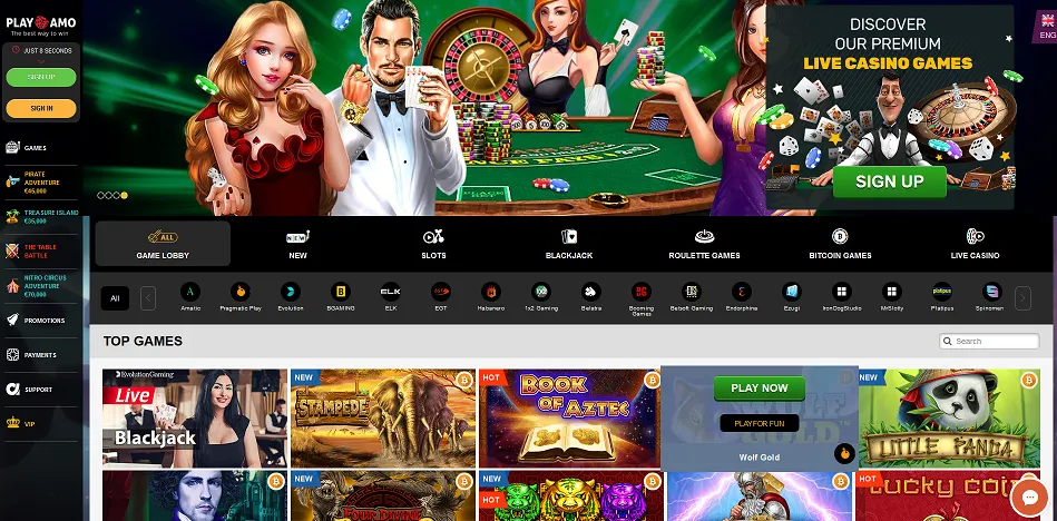 Playamo Casino interface